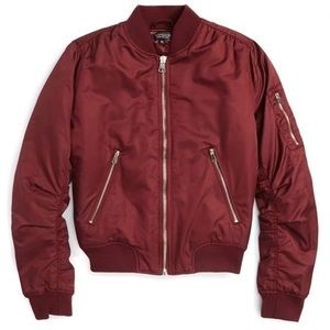 Topshop Maroon Bomber Jacket